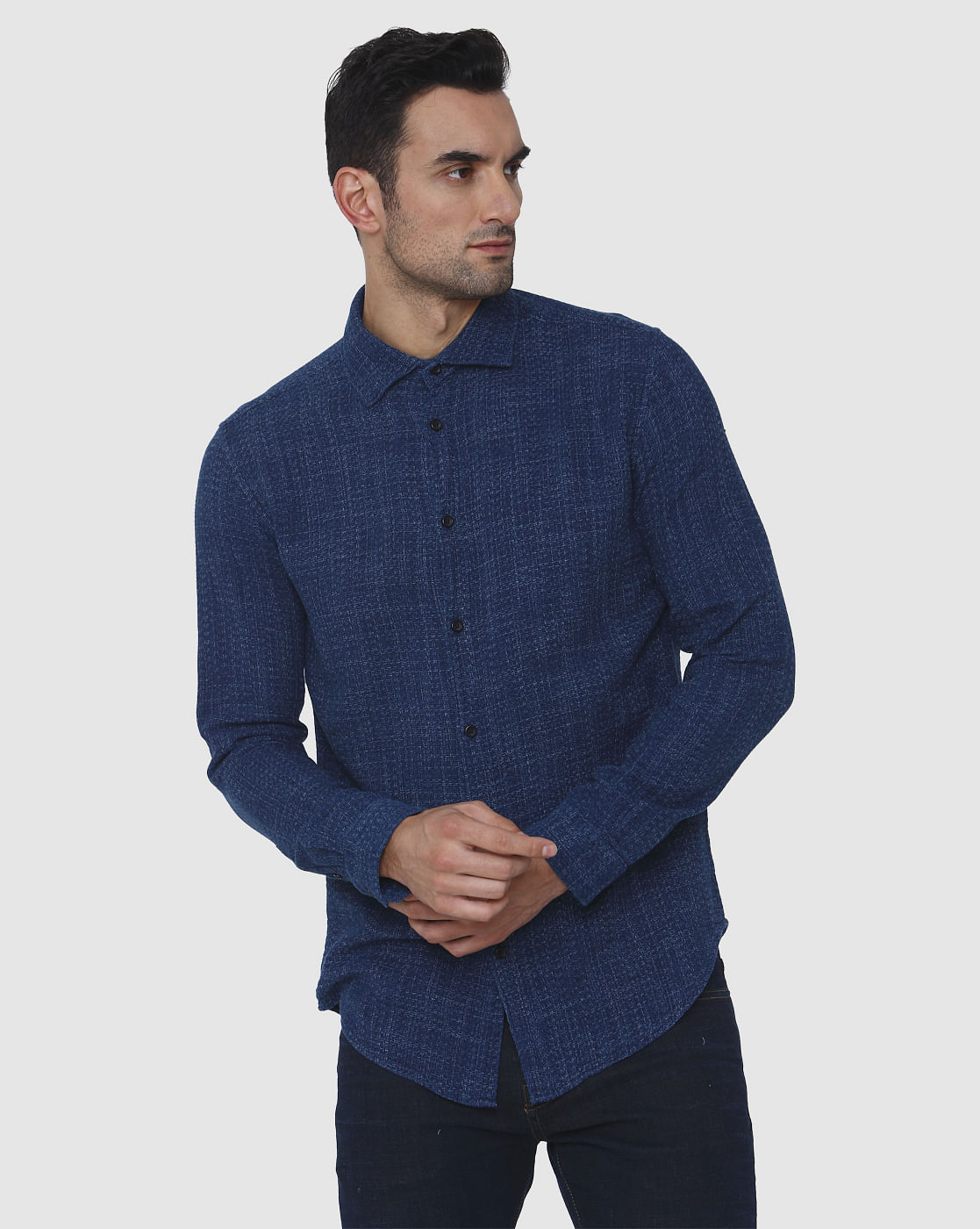 Blue Check Full Sleeves Shirt