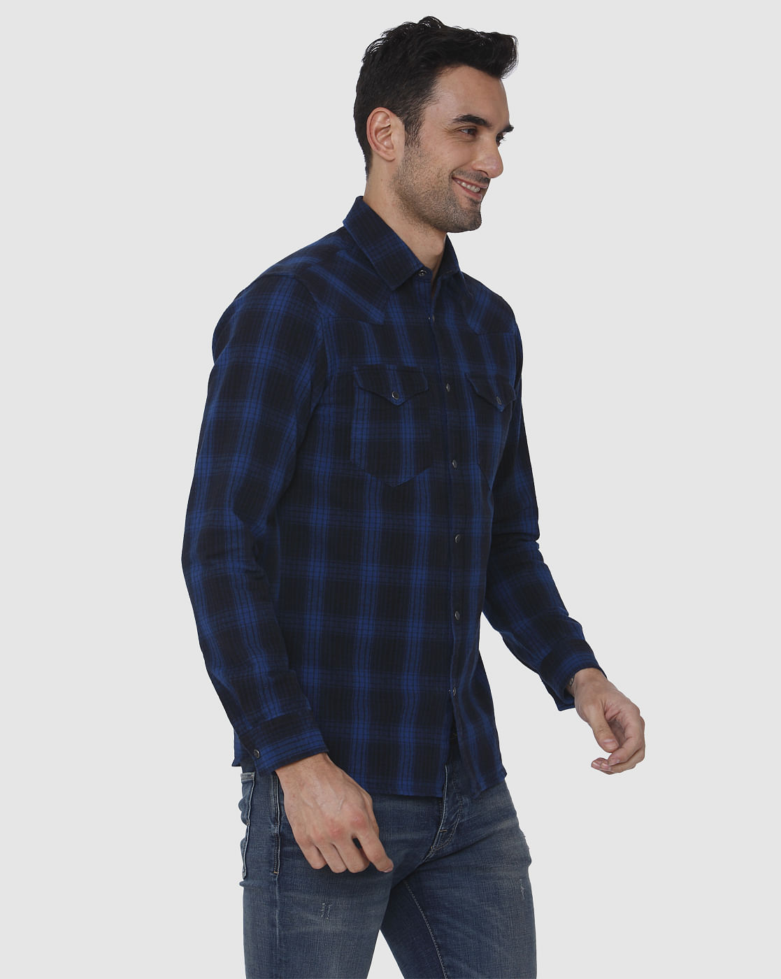 Blue Check Full Sleeves Shirt