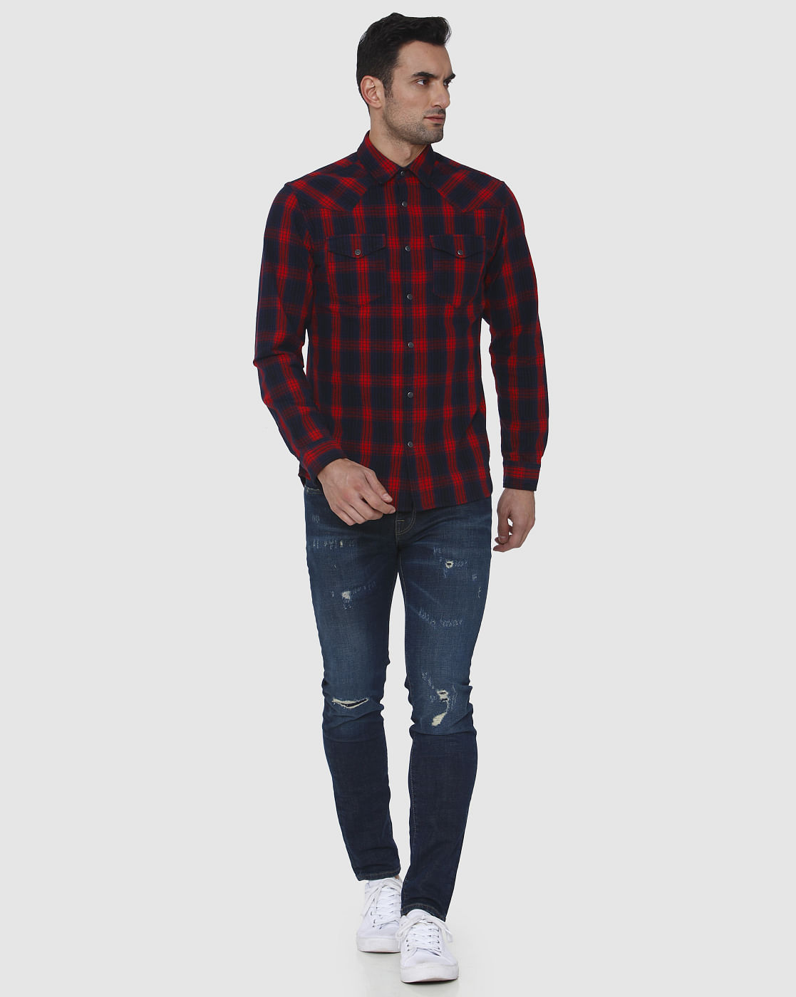Red Check Full Sleeves Shirt