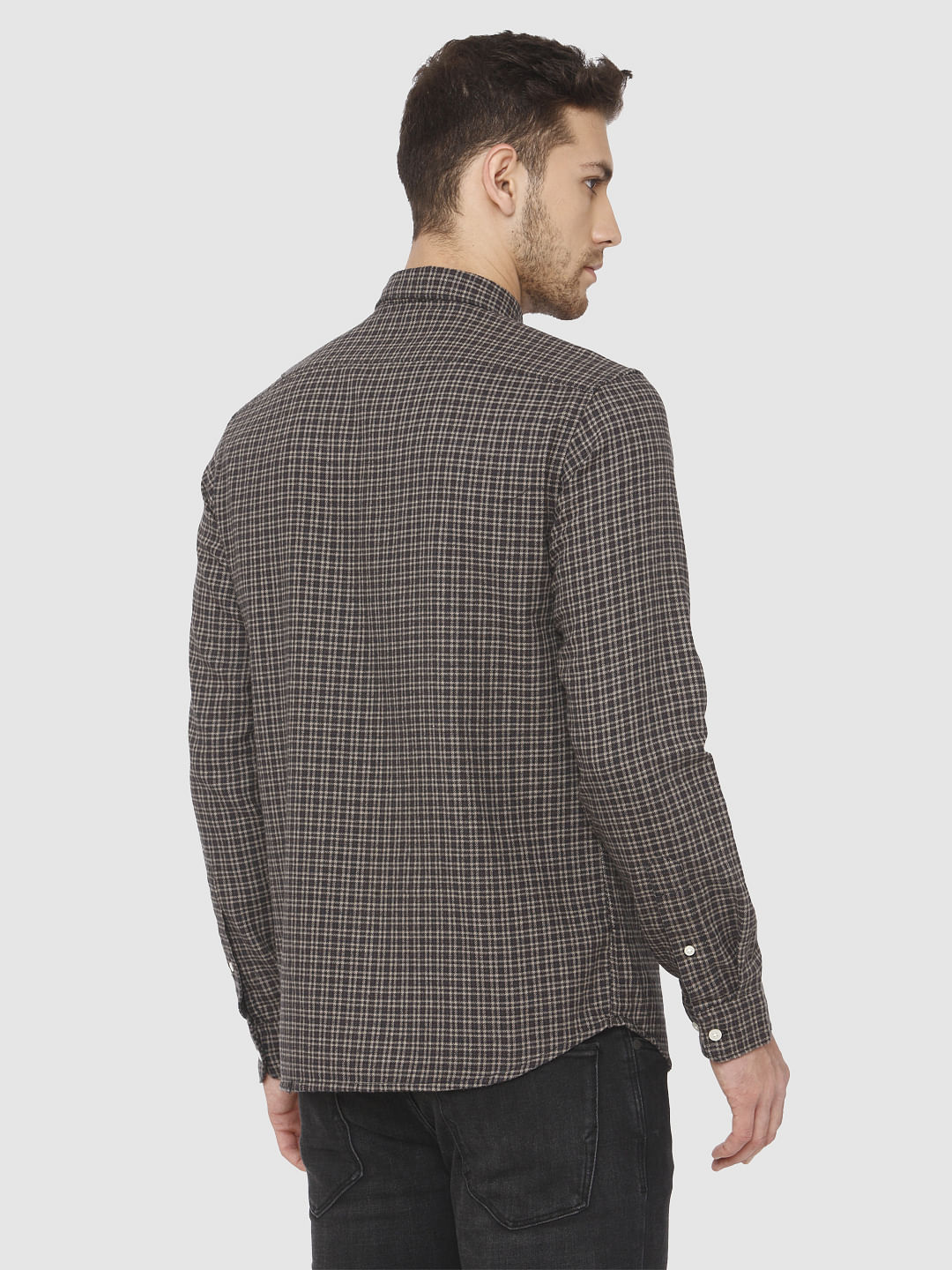Brown Check Full Sleeves Shirt