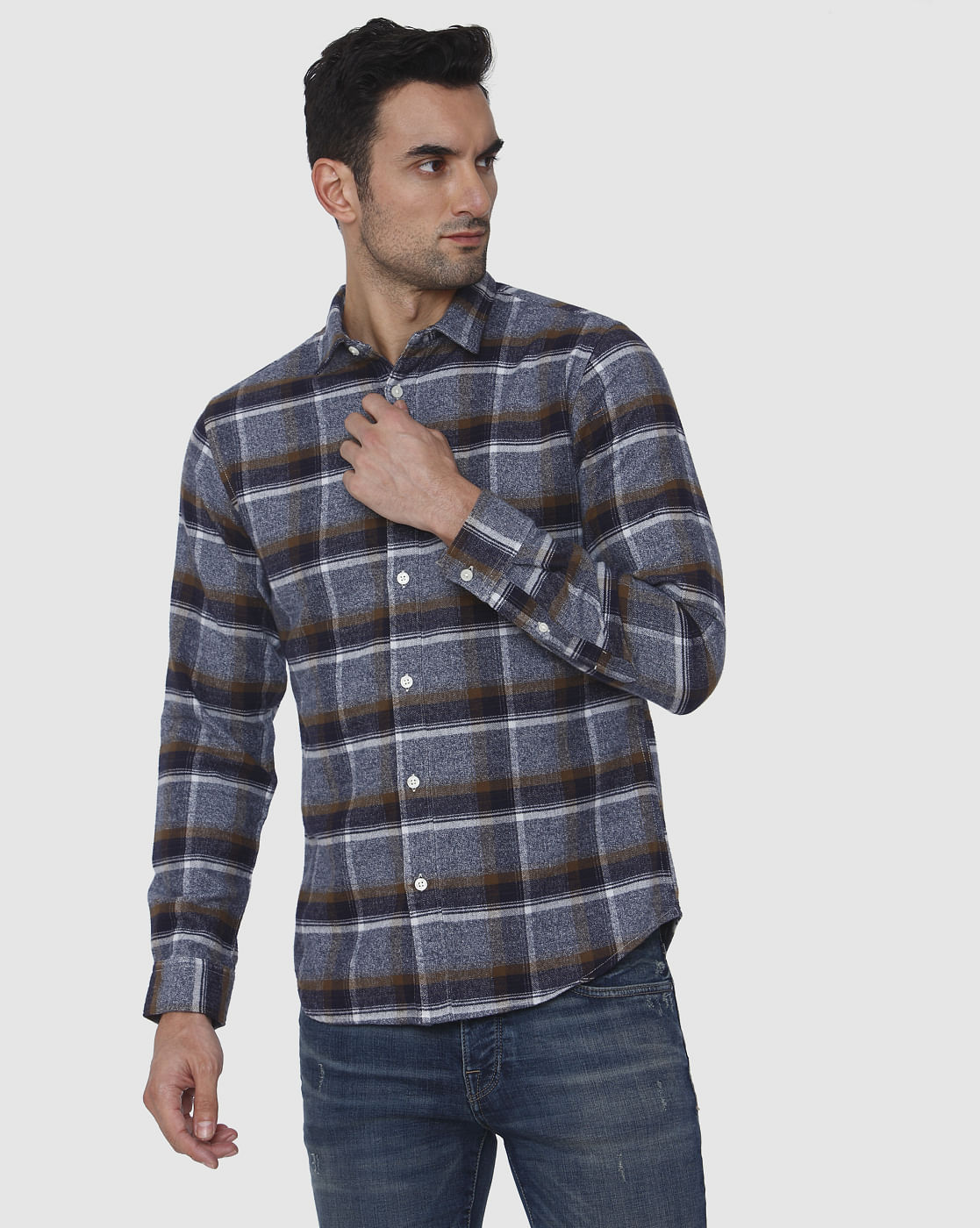 Blue Check Full Sleeves Shirt