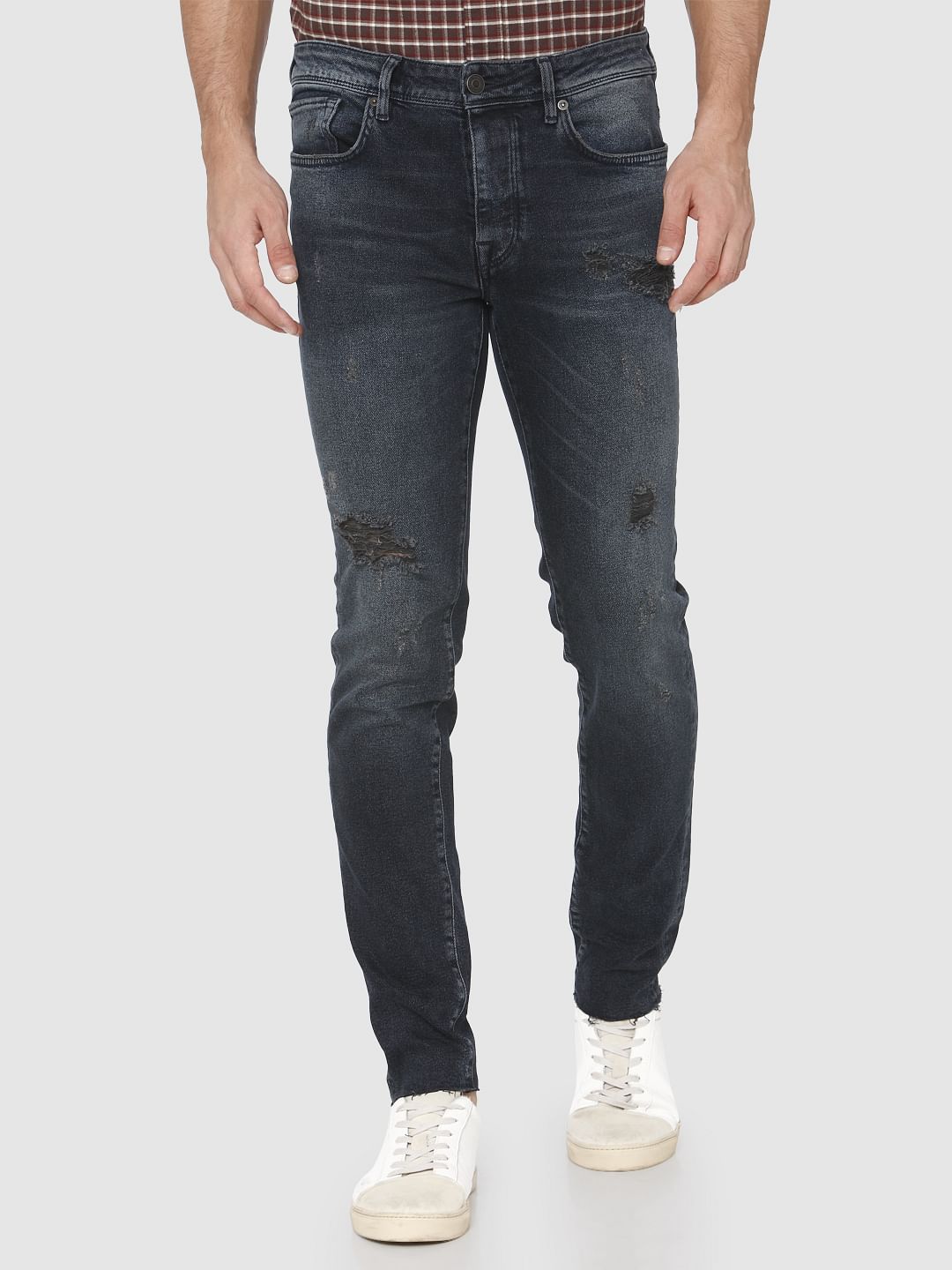 Black Ripped Pete Skinny Fit Jeans