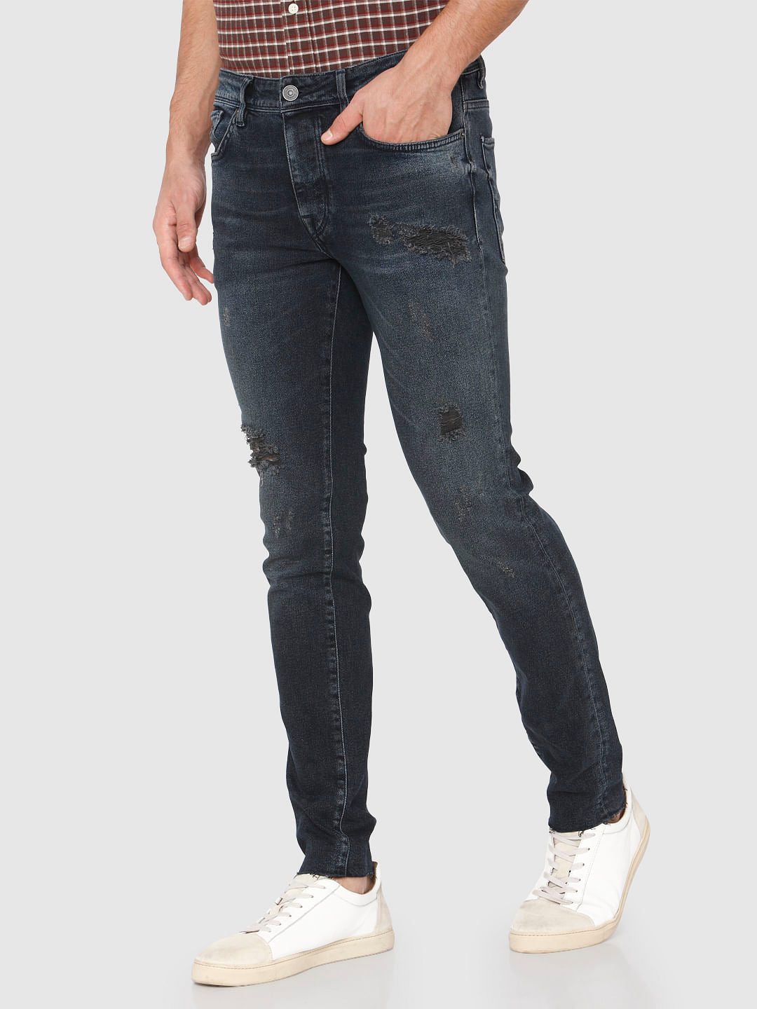 Black Ripped Pete Skinny Fit Jeans