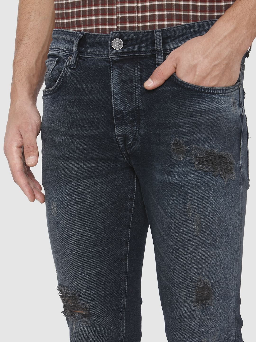 Black Ripped Pete Skinny Fit Jeans