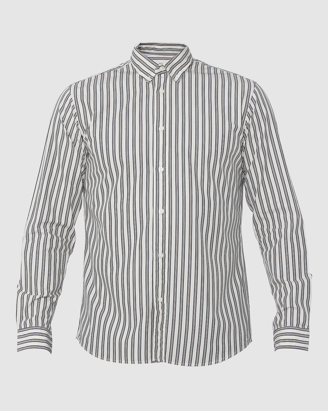 Grey Striped Full Sleeves Shirt
