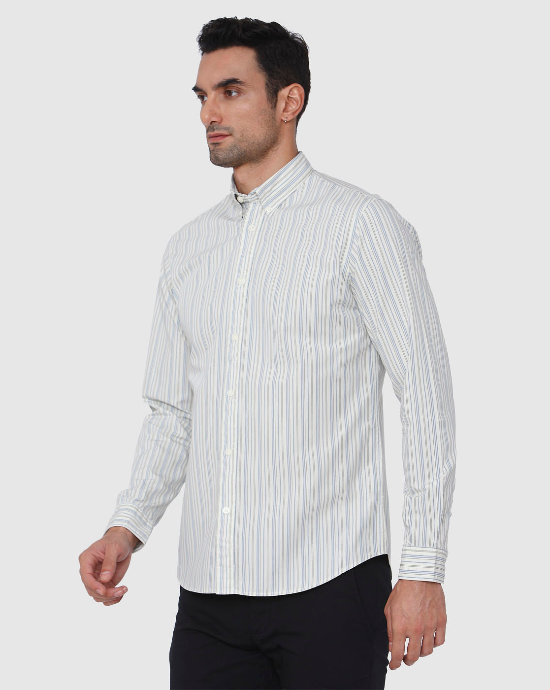 White Striped Full Sleeves Shirt