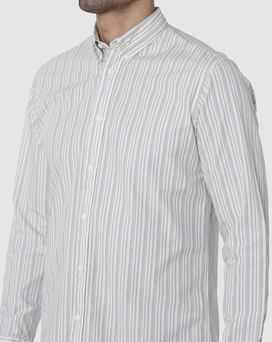 White Striped Full Sleeves Shirt