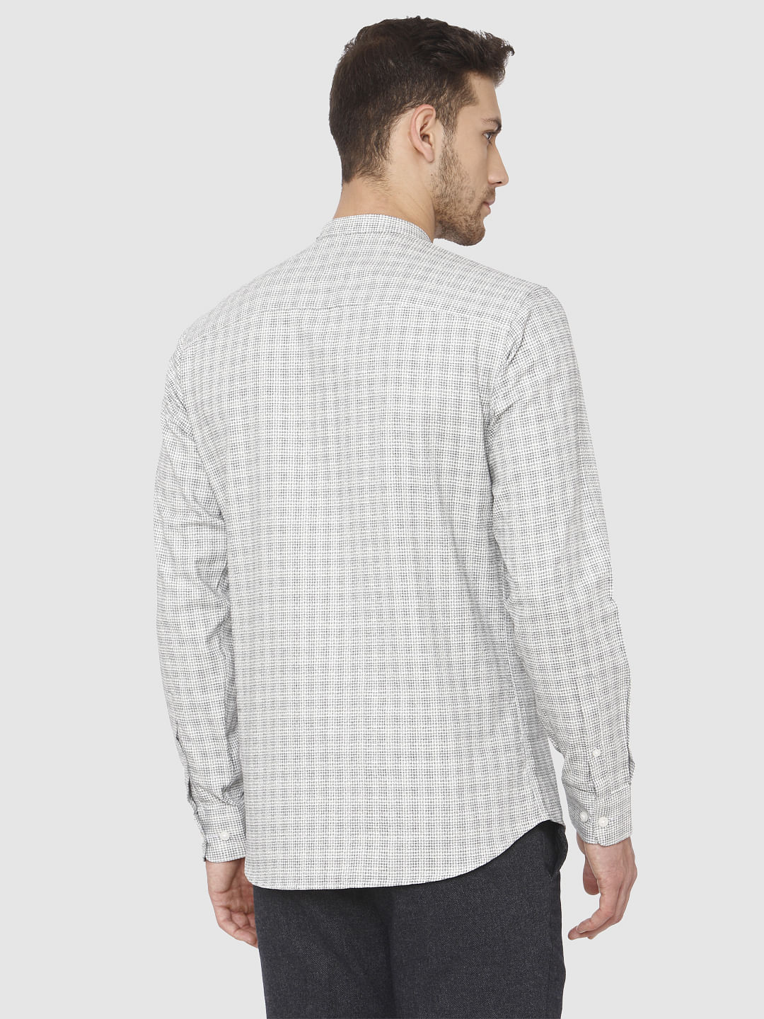 White Check Full Sleeves Shirt