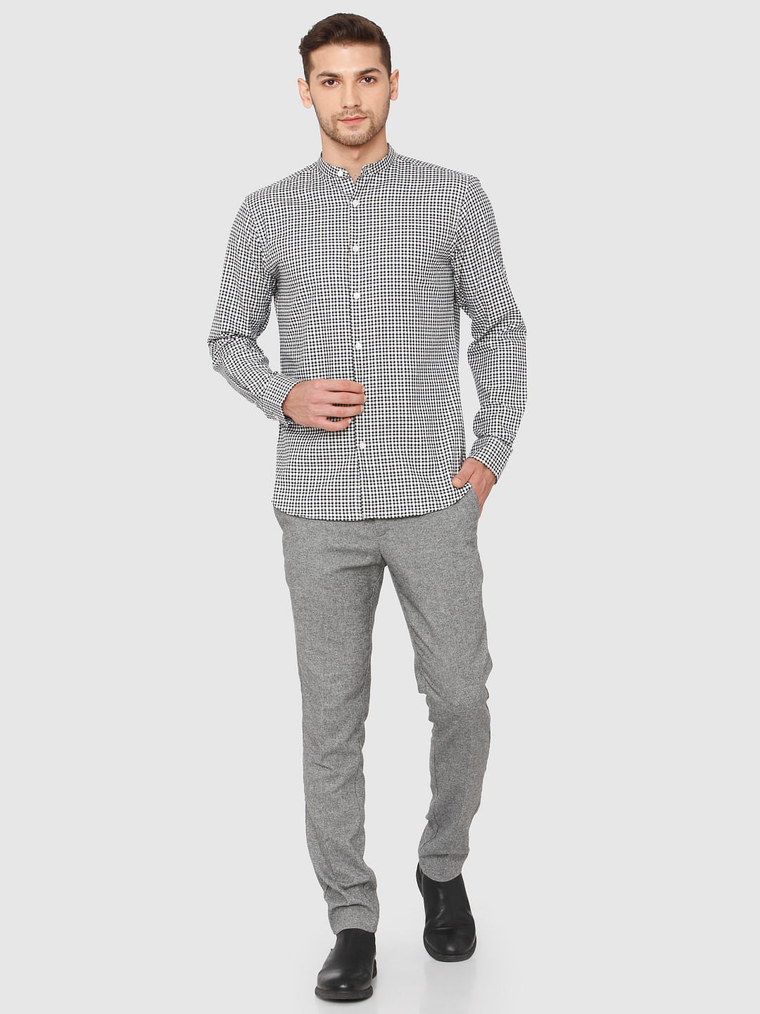 Black Check Full Sleeves Shirt