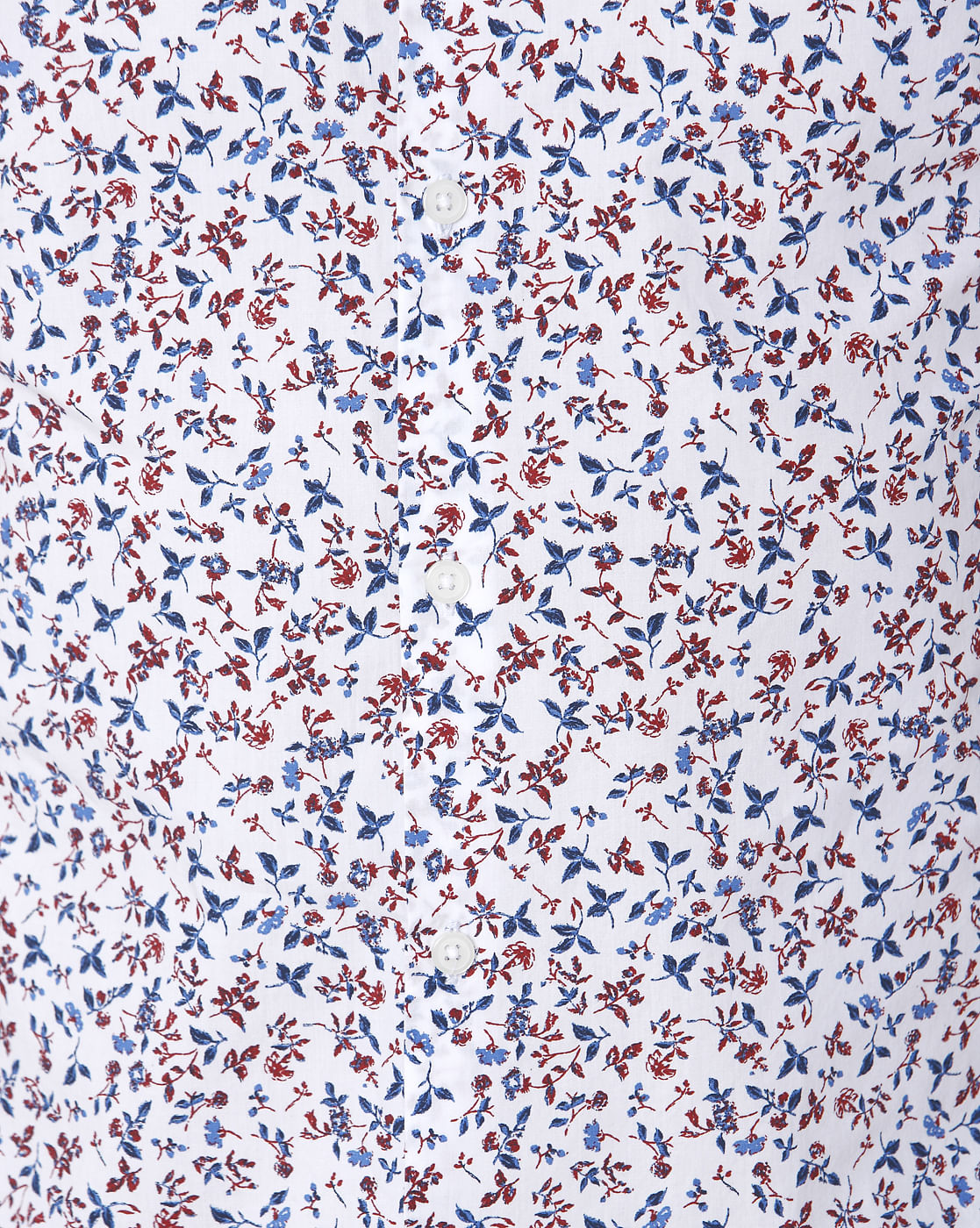 White Floral Print Full Sleeves Shirt