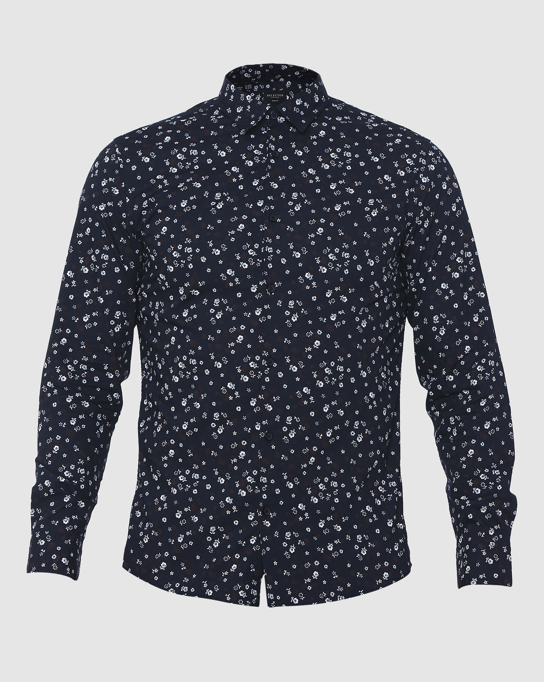 Blue Floral Print Full Sleeves Shirt