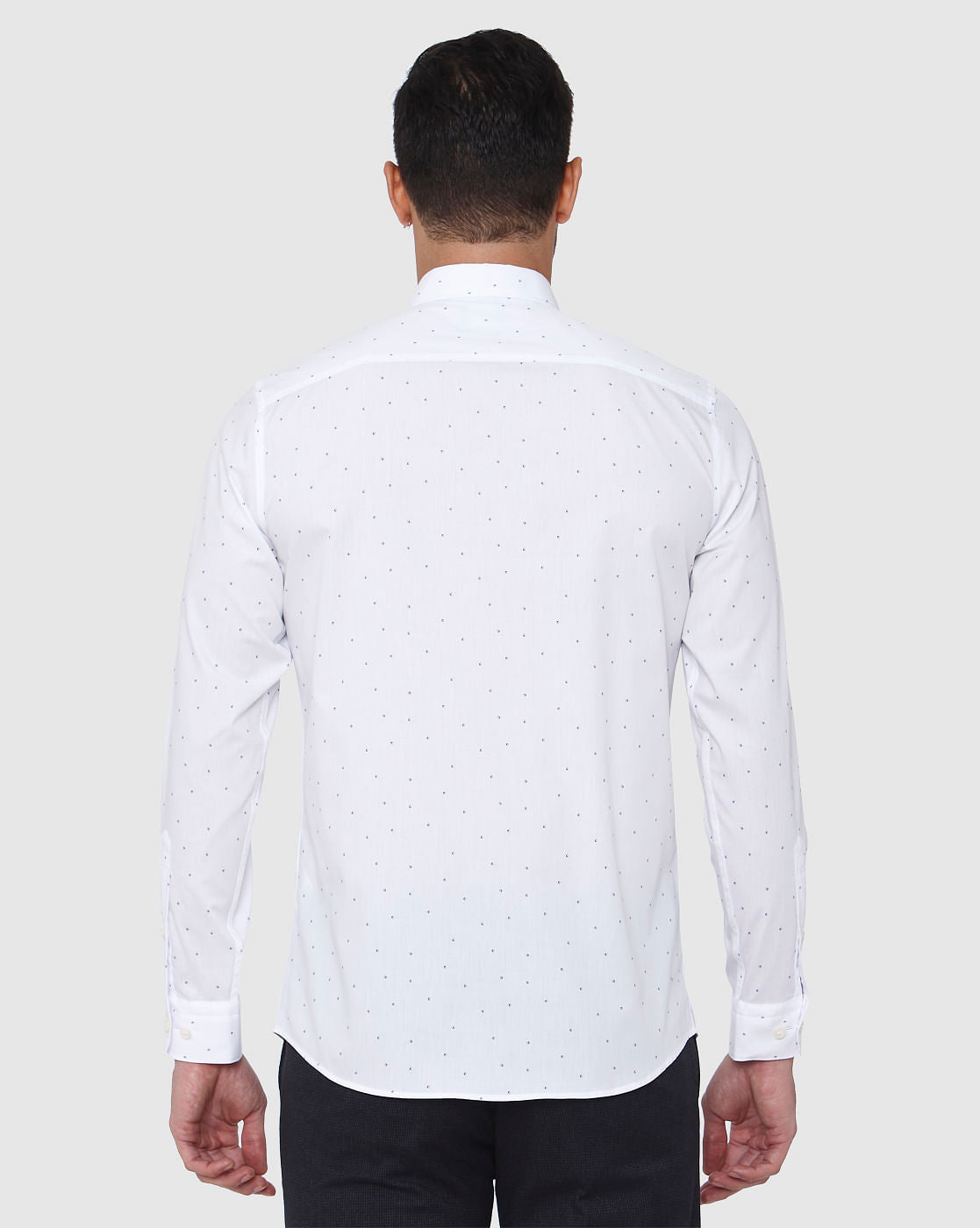 White All Over Dotted Print Full Sleeves Shirt