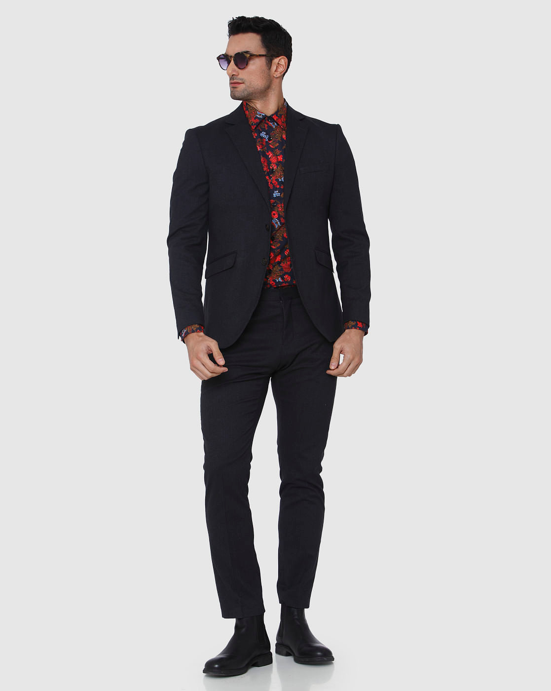 Red Floral Print Full Sleeves Shirt