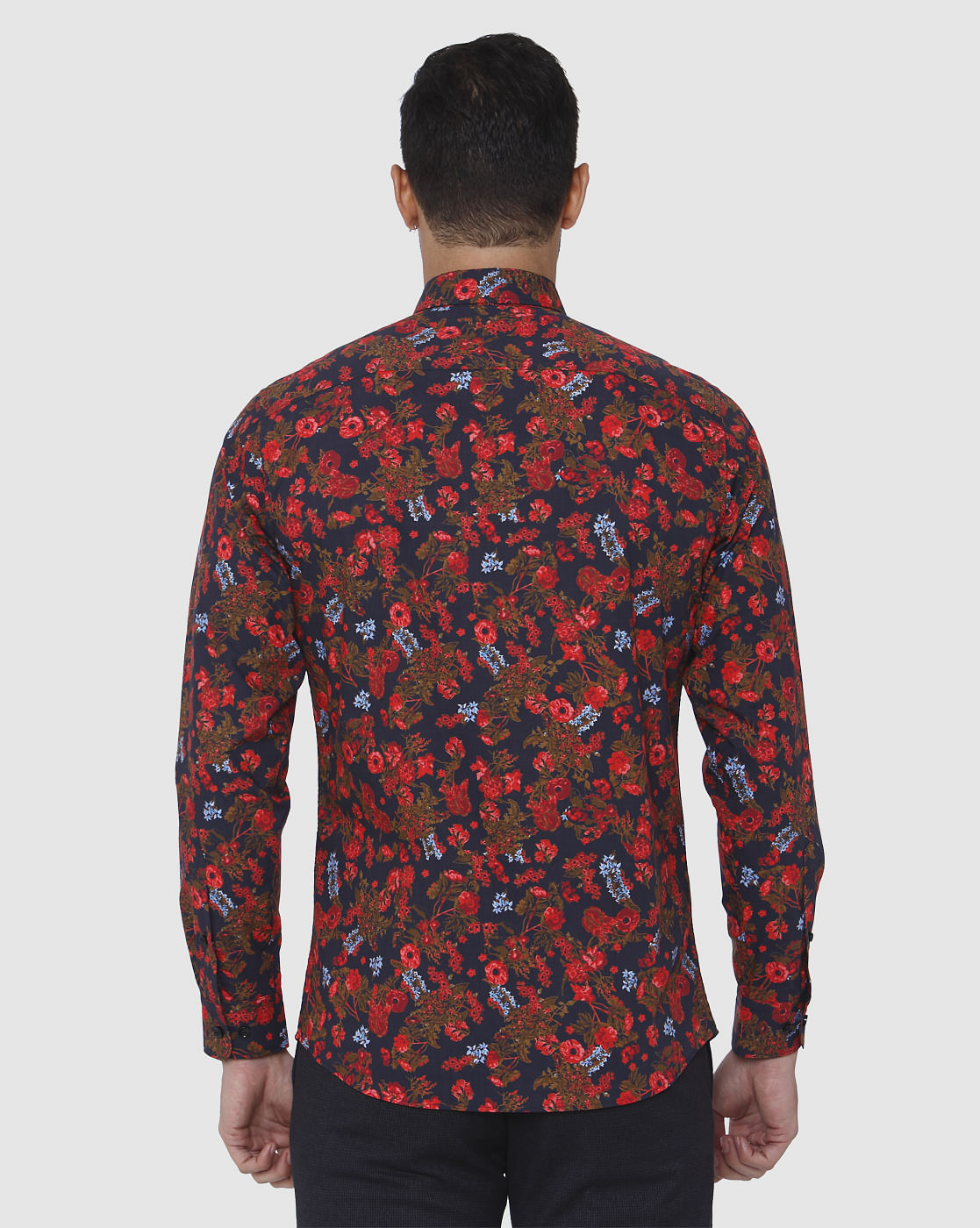 Red Floral Print Full Sleeves Shirt