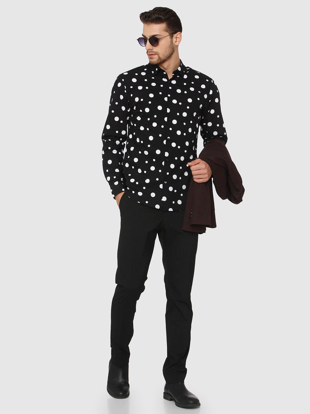 Black All Over Polka Dot Print Shirt