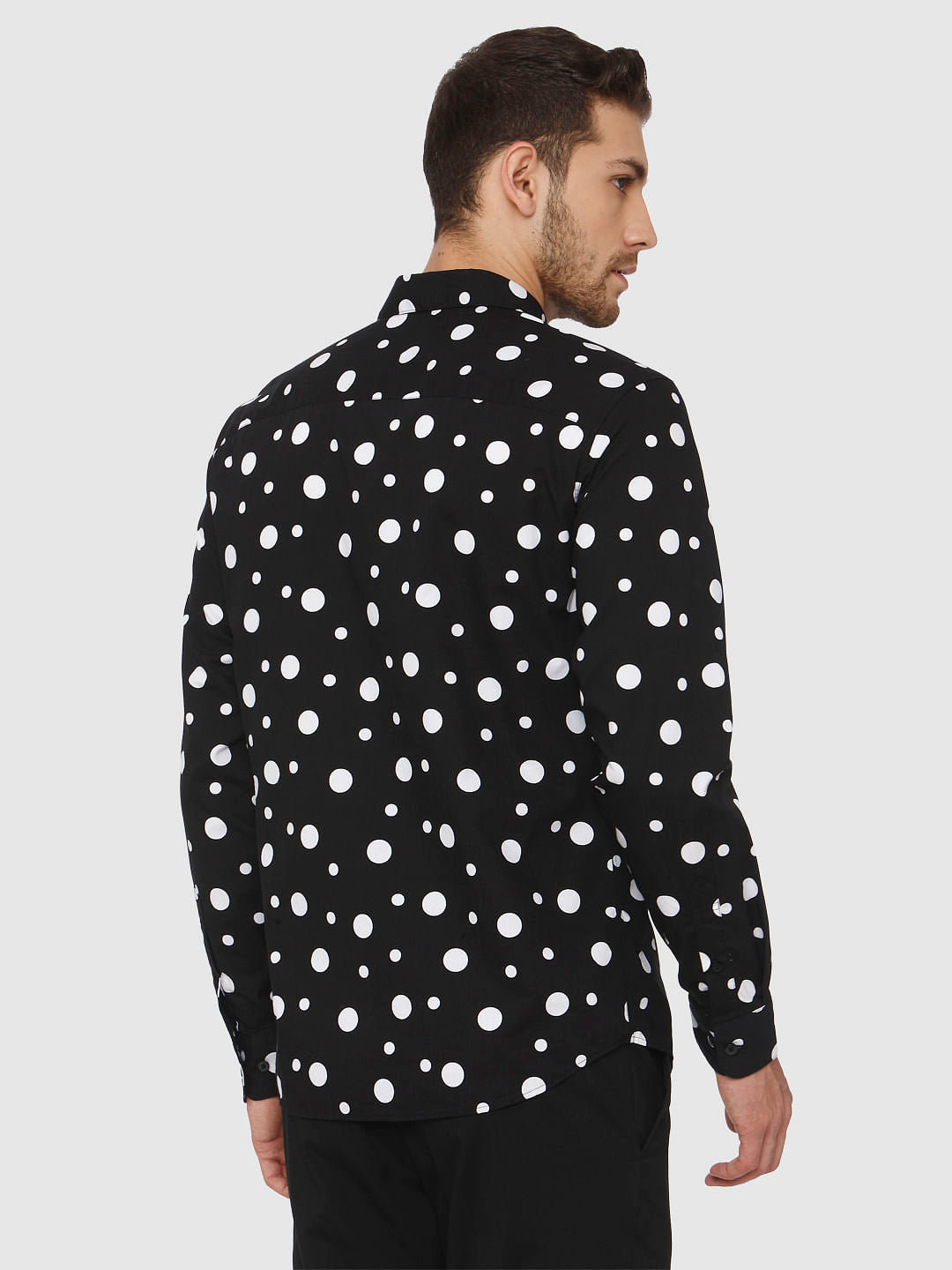 Black All Over Polka Dot Print Shirt
