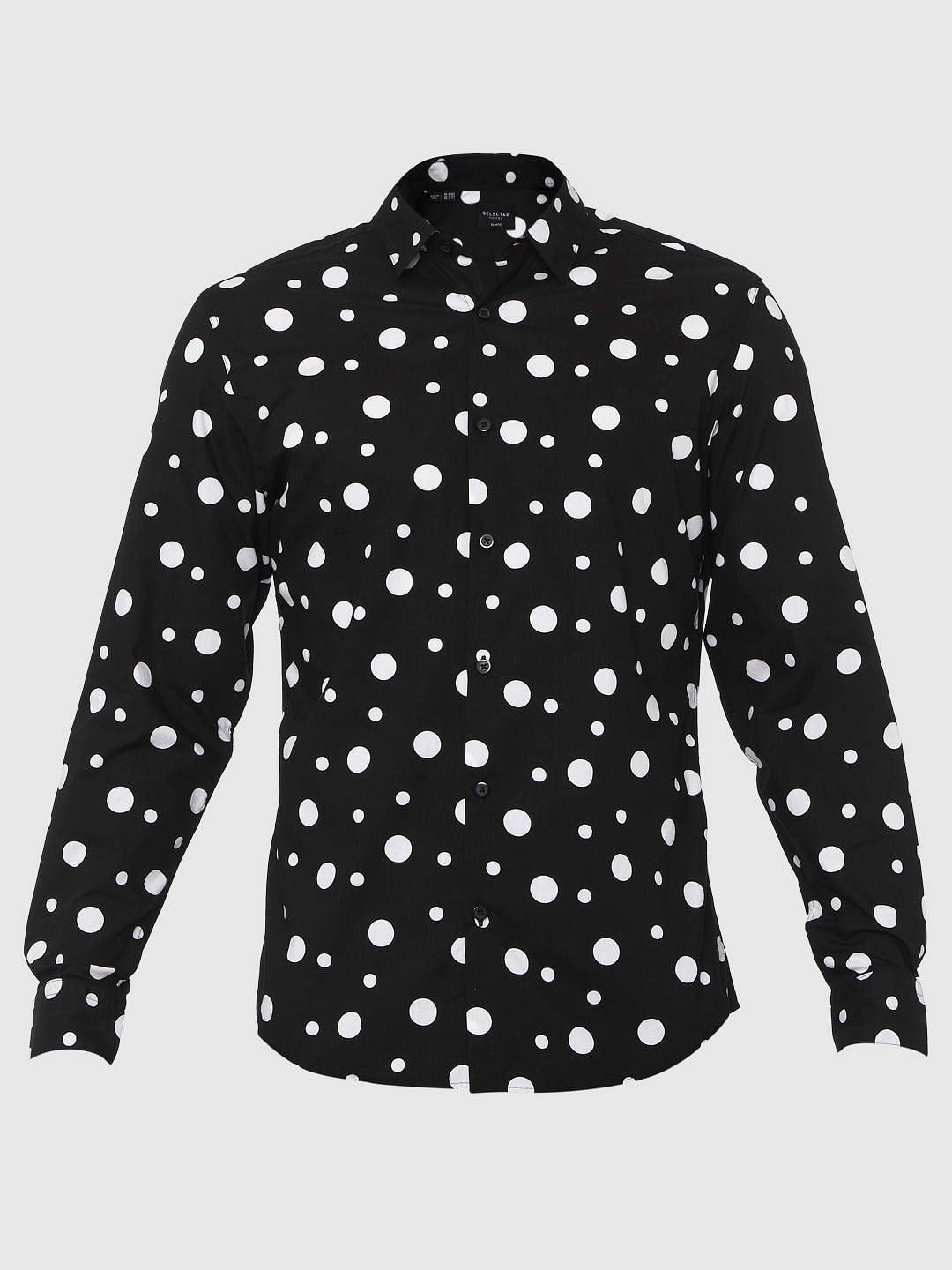 Black All Over Polka Dot Print Shirt