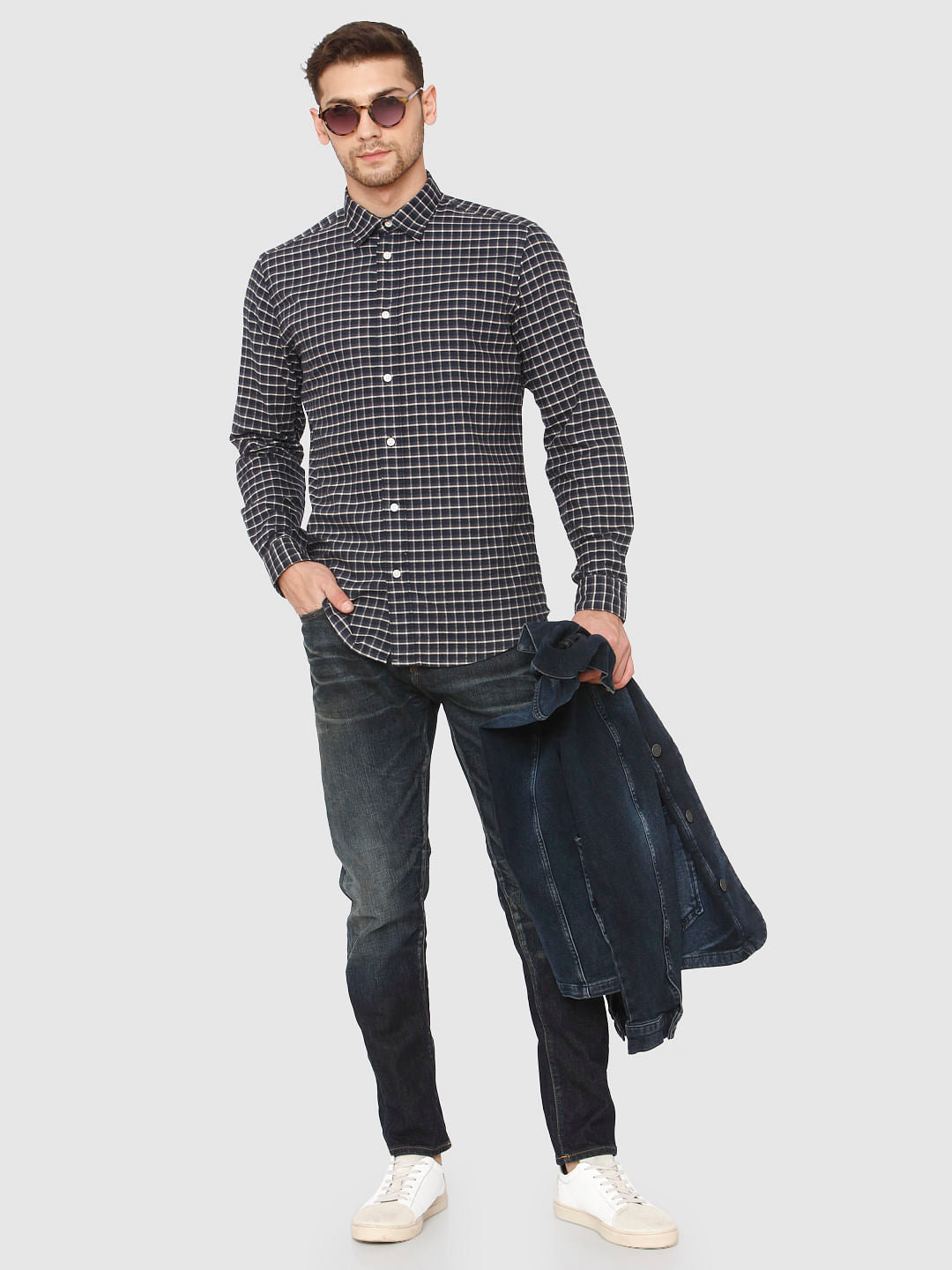 Black Check Full Sleeves Shirt