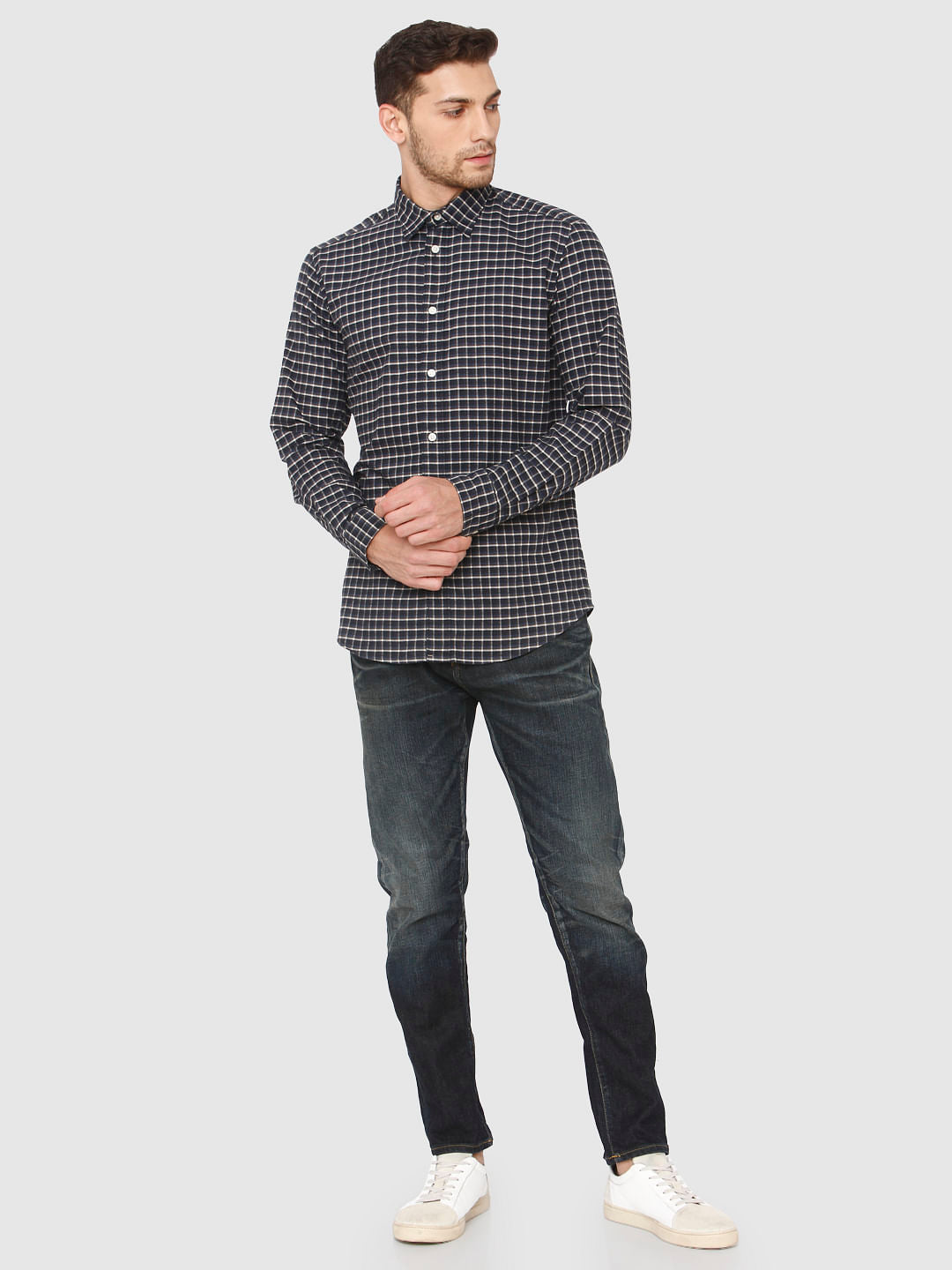 Black Check Full Sleeves Shirt