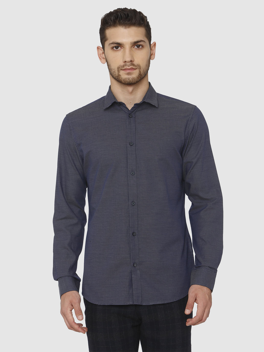 Navy Blue Slim Fit Formal Shirt