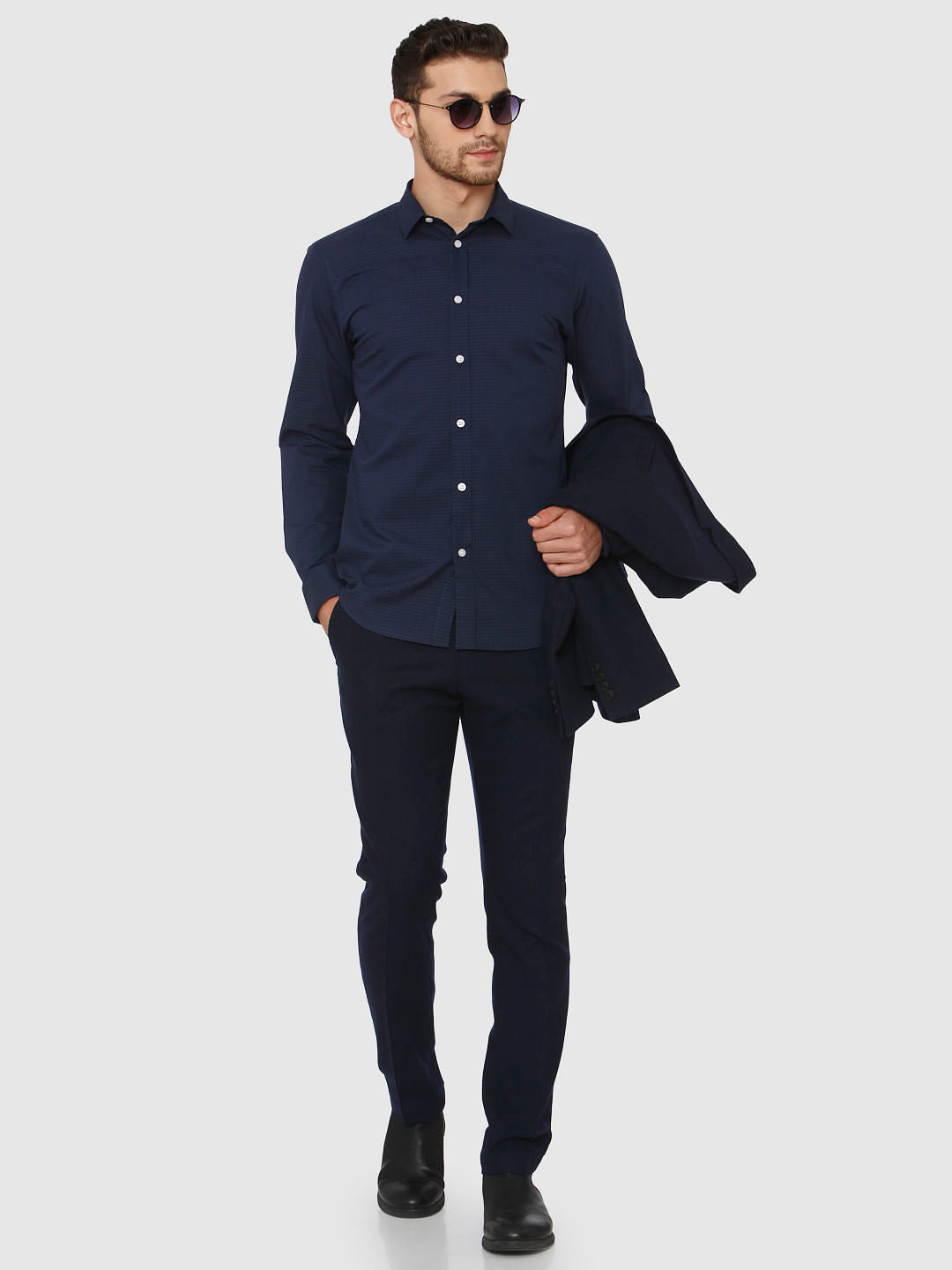 Navy Blue Slim Fit Formal Shirt