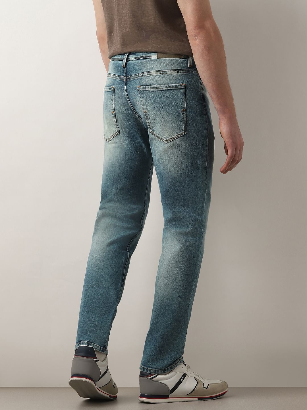 Blue Mid Rise Scott Straight Fit Jeans