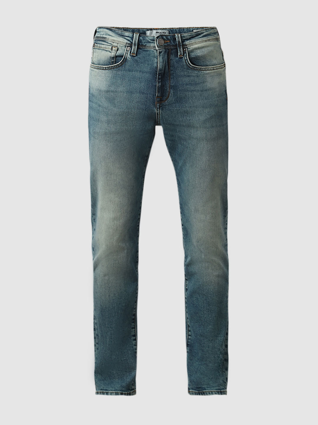Blue Mid Rise Scott Straight Fit Jeans