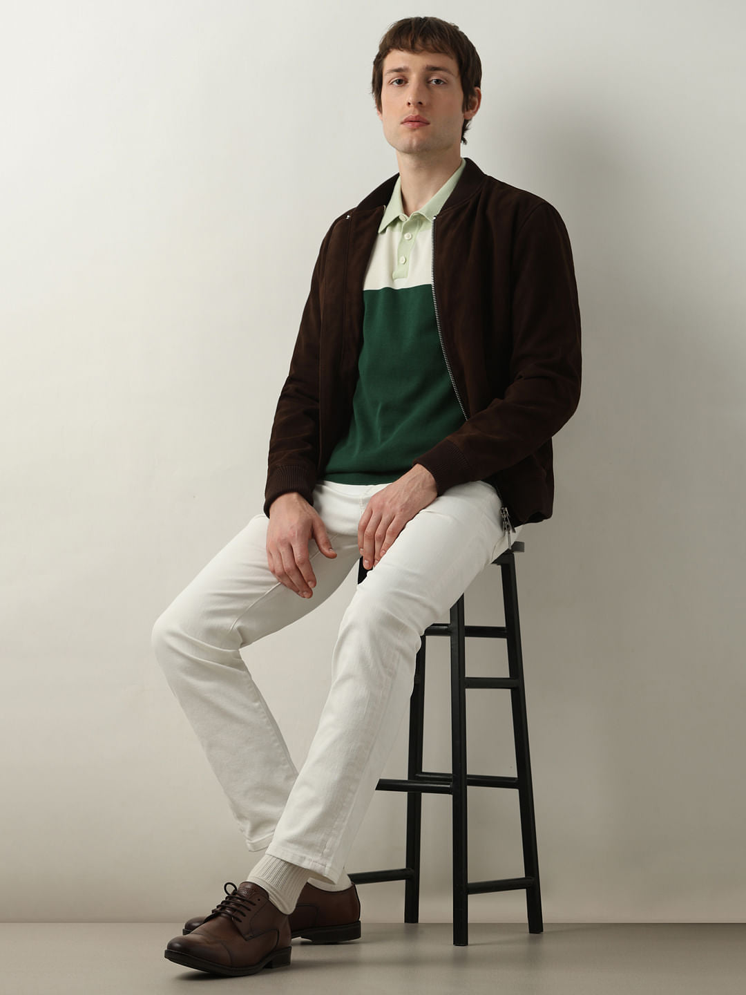 White Mid Rise Scott Straight Fit Jeans