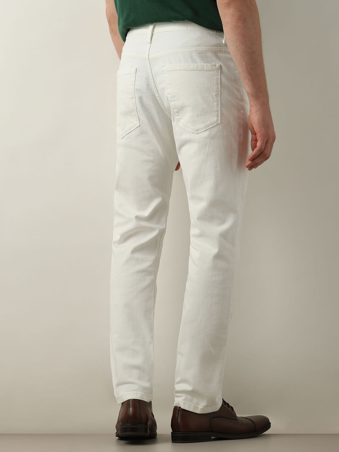 White Mid Rise Scott Straight Fit Jeans