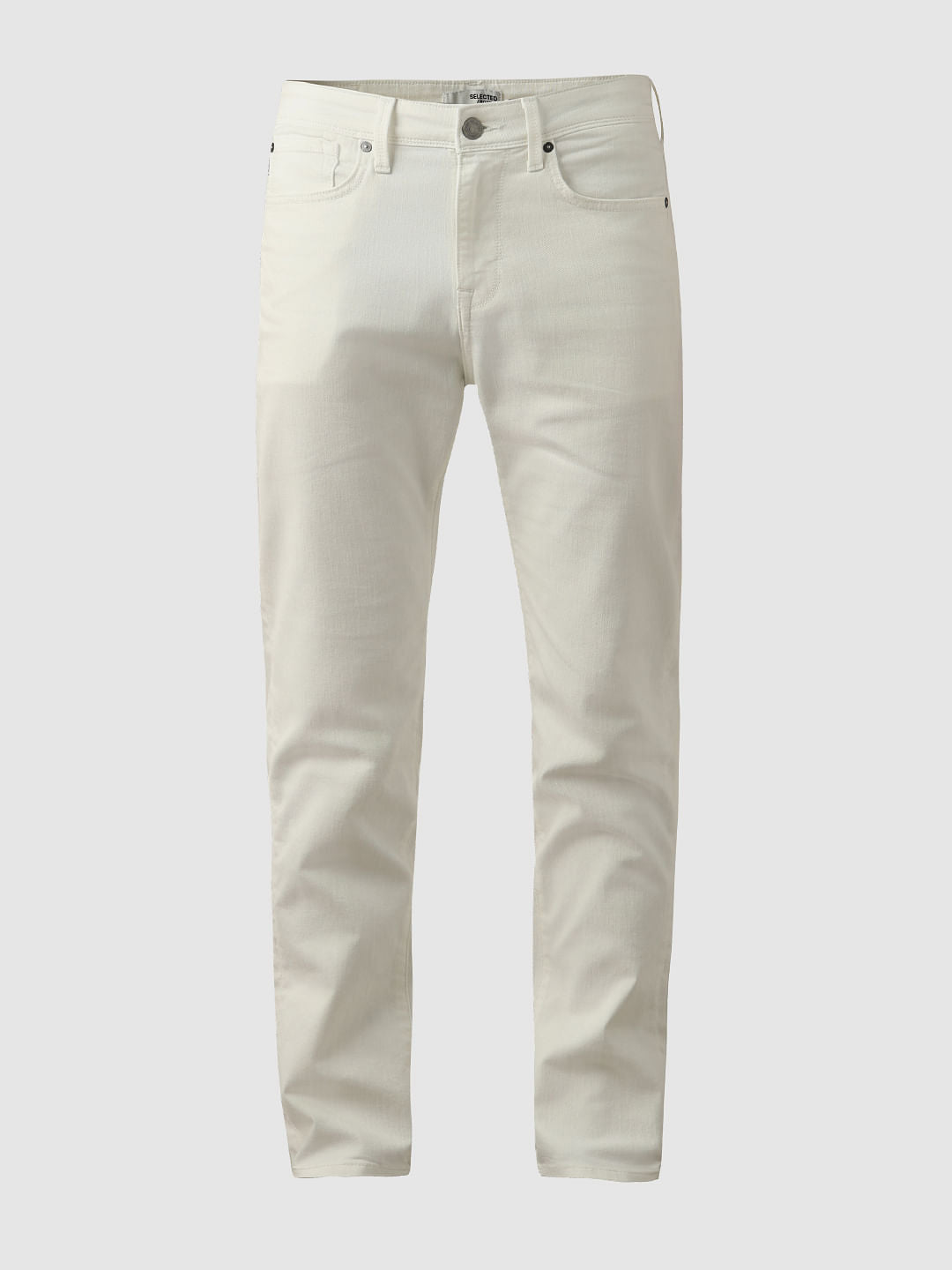 White Mid Rise Scott Straight Fit Jeans
