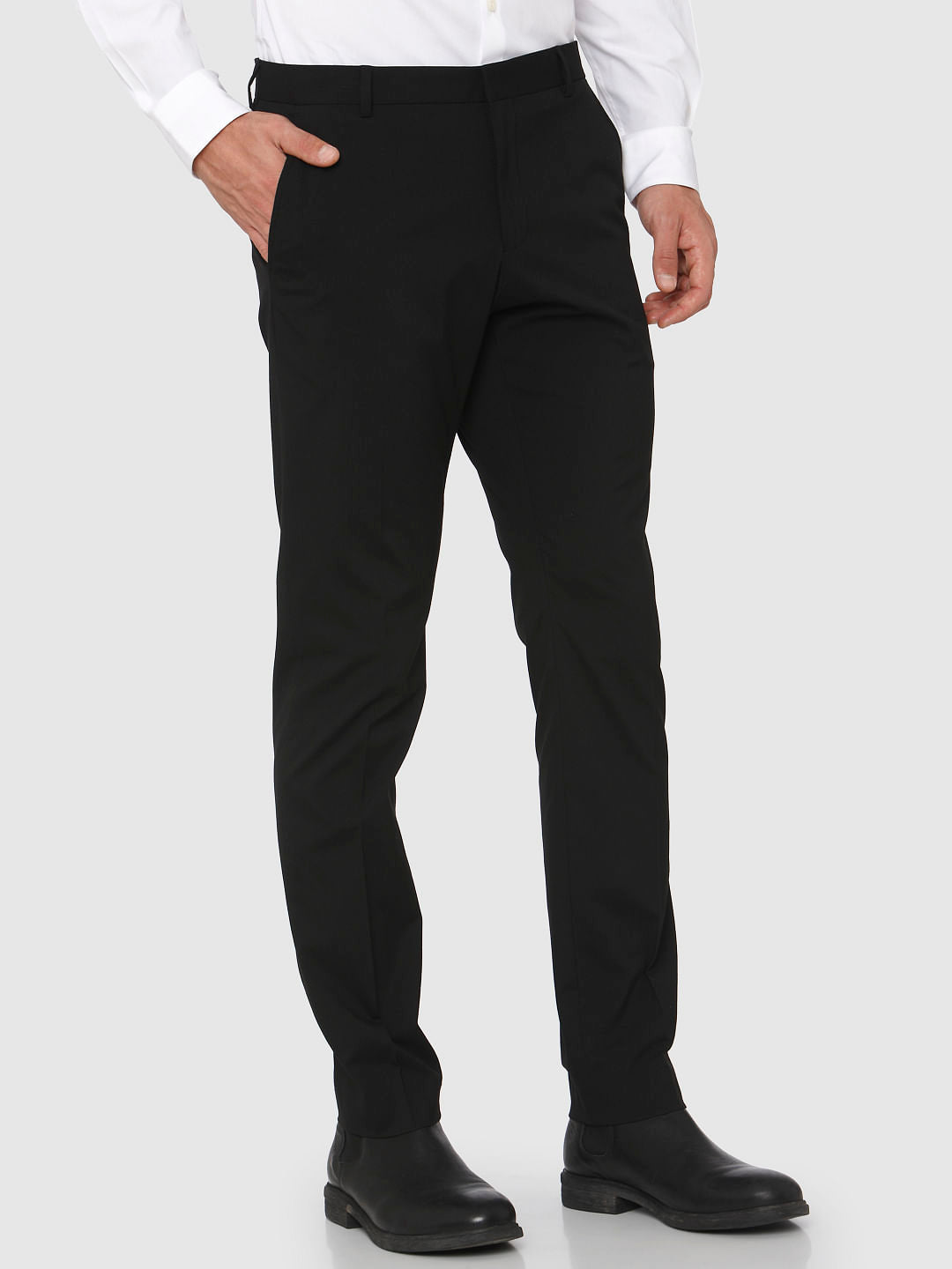 Black Mid Rise Slim Fit Trousers