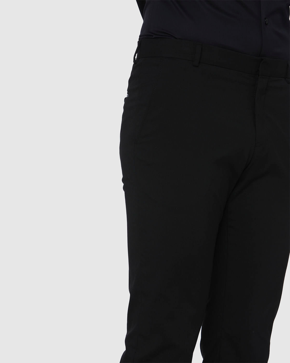 Black Mid Rise Slim Fit Trousers
