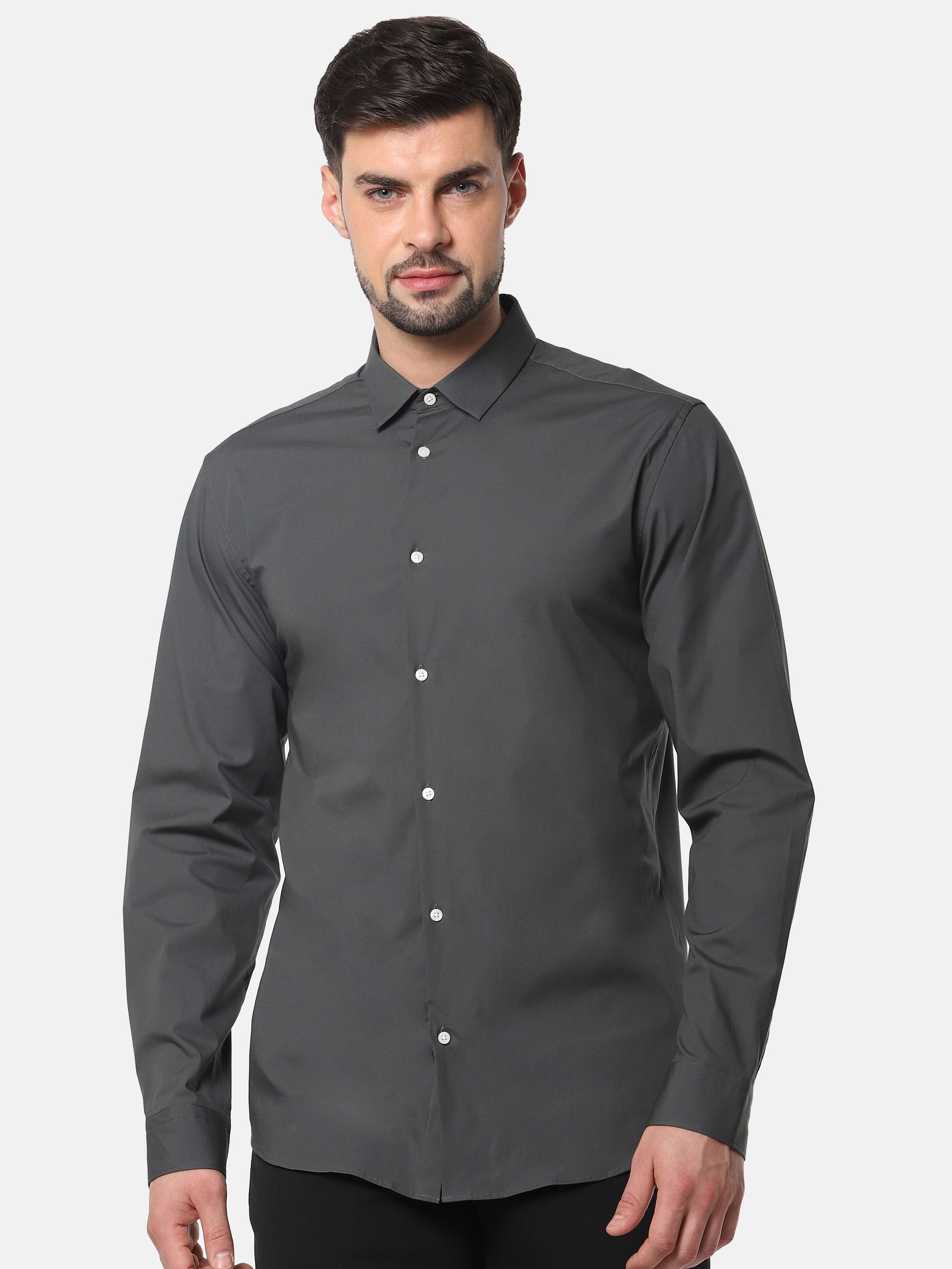 Dark Grey Formal Full Sleeves Shirt