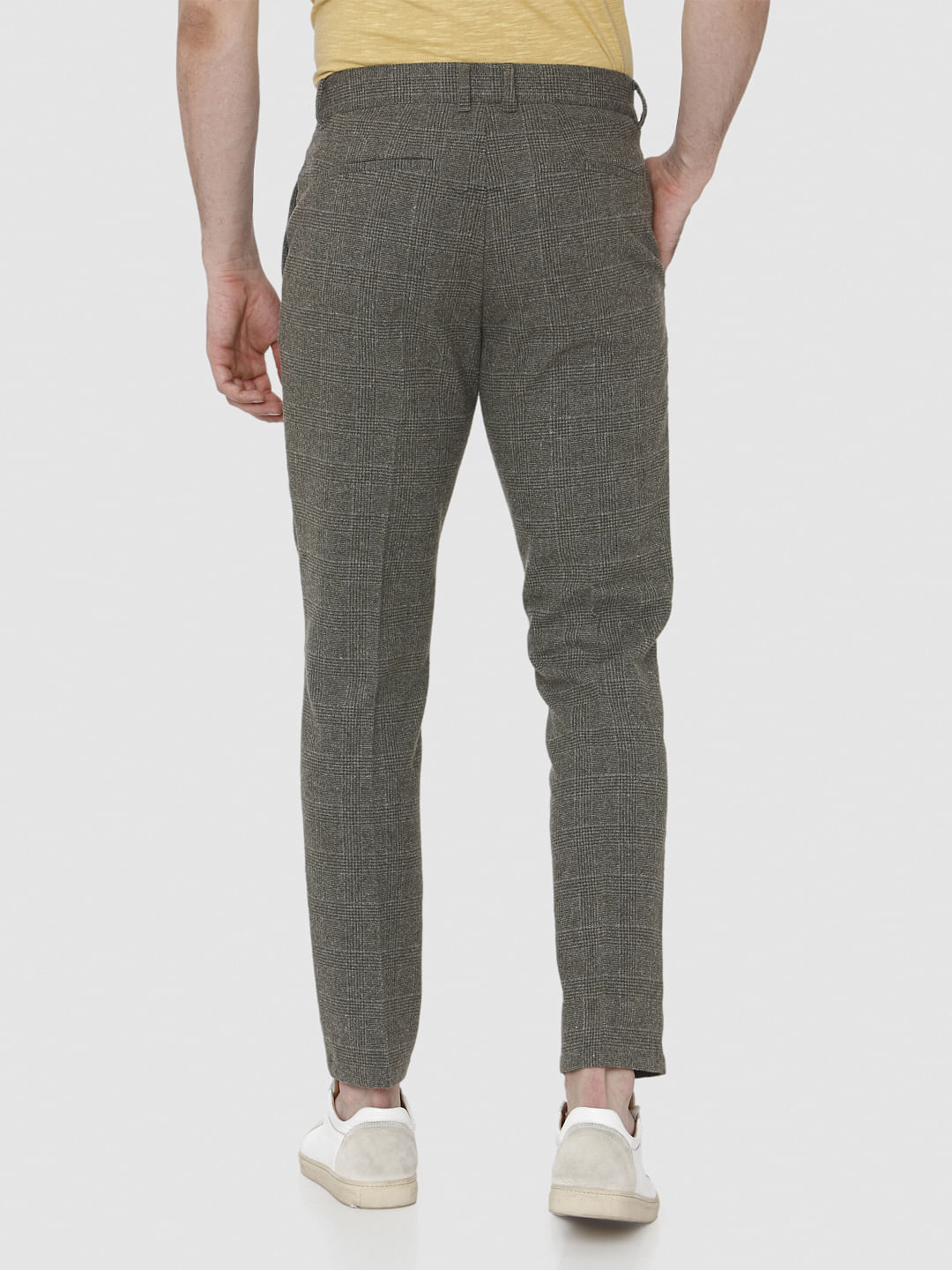 Grey Check Tapered Fit Pants
