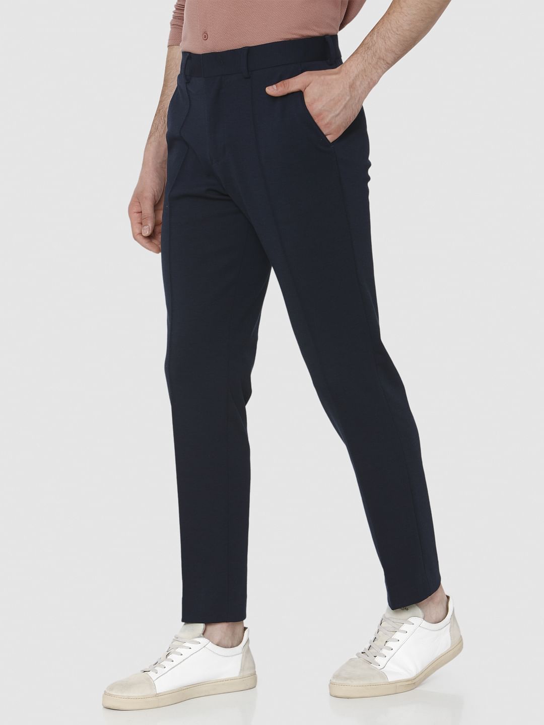 Dark Blue Tapered Fit Pants
