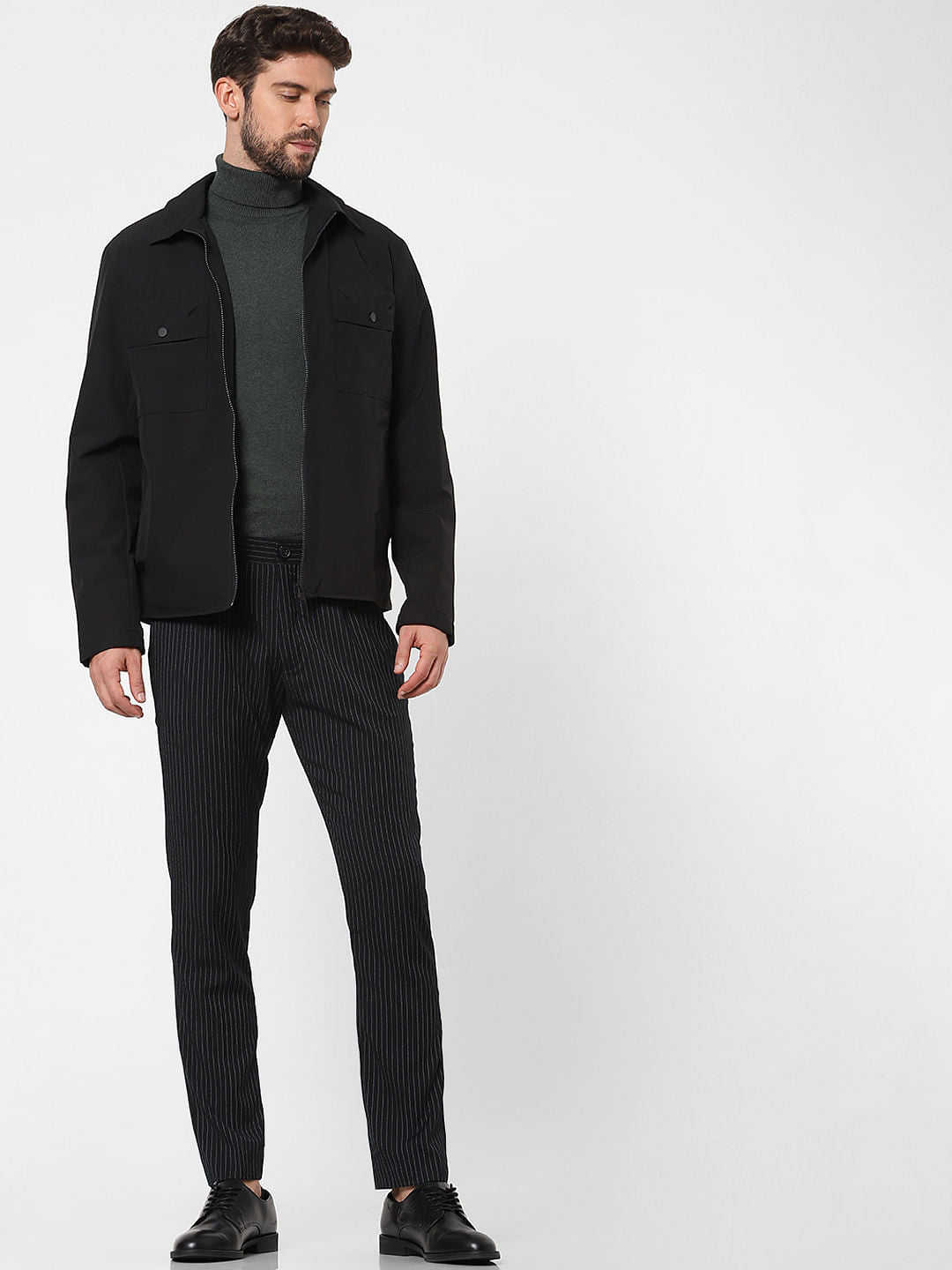 Black Striped Slim Fit Pants