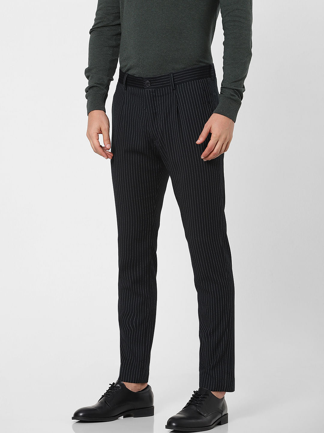 Black Striped Slim Fit Pants