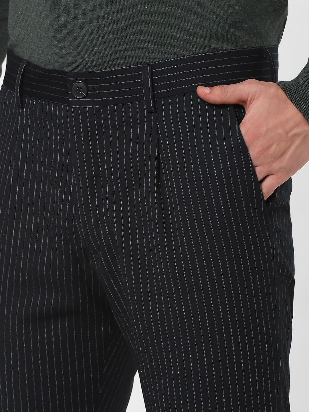 Black Striped Slim Fit Pants