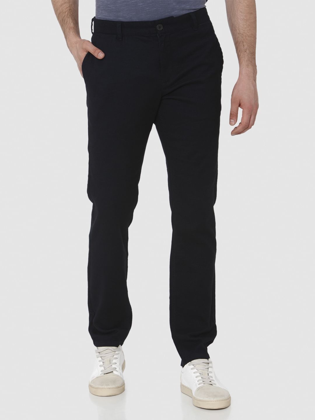 Navy Blue Slim Fit Pants