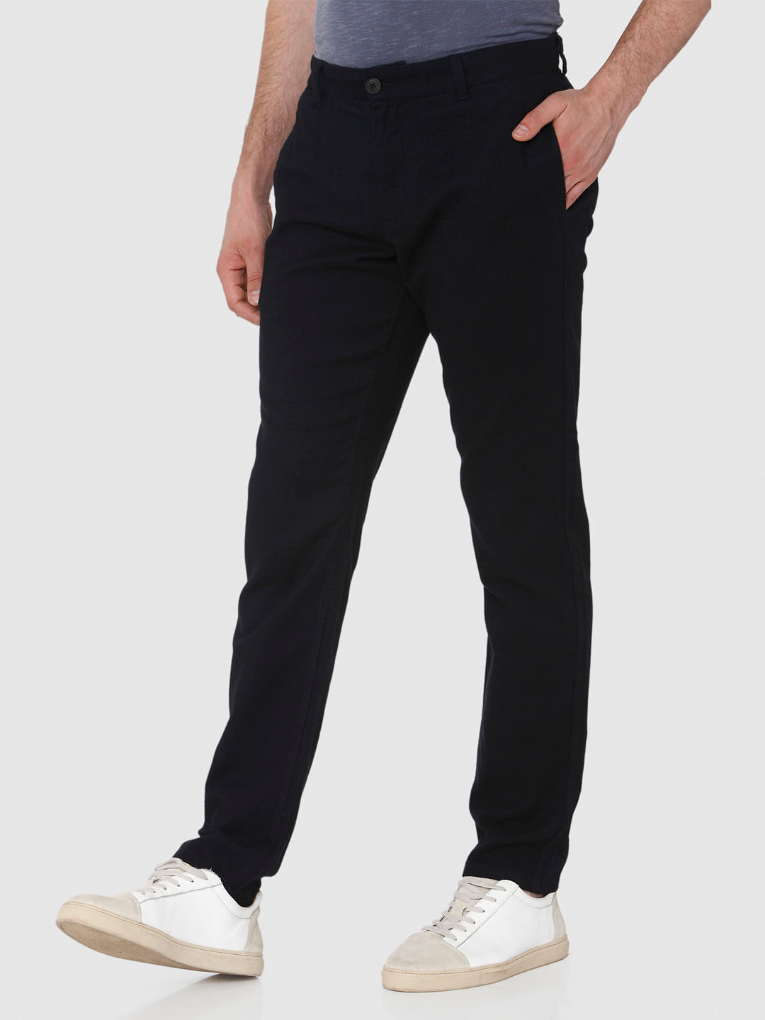 Navy Blue Slim Fit Pants