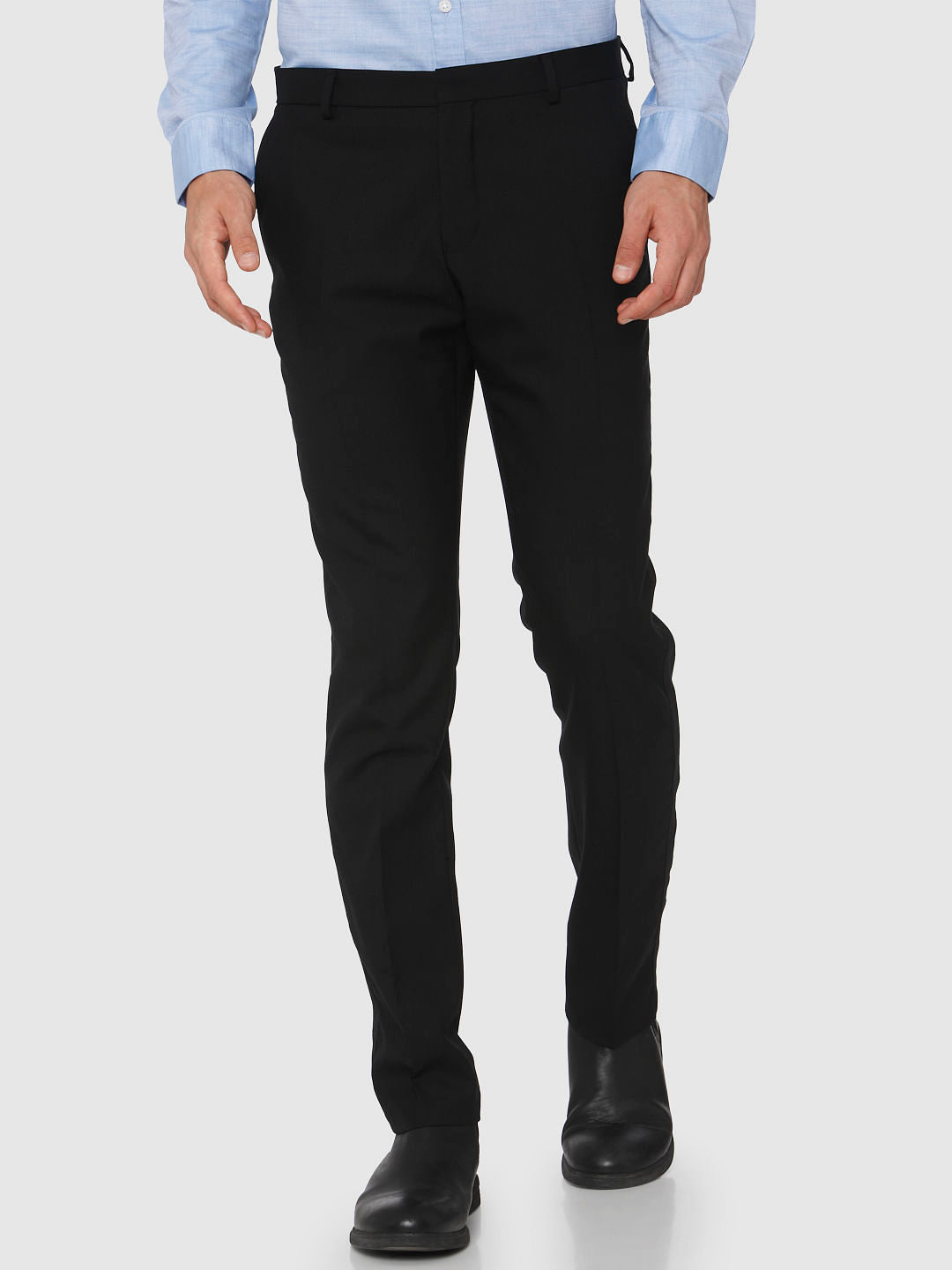 Black Mid Rise Tux Trousers