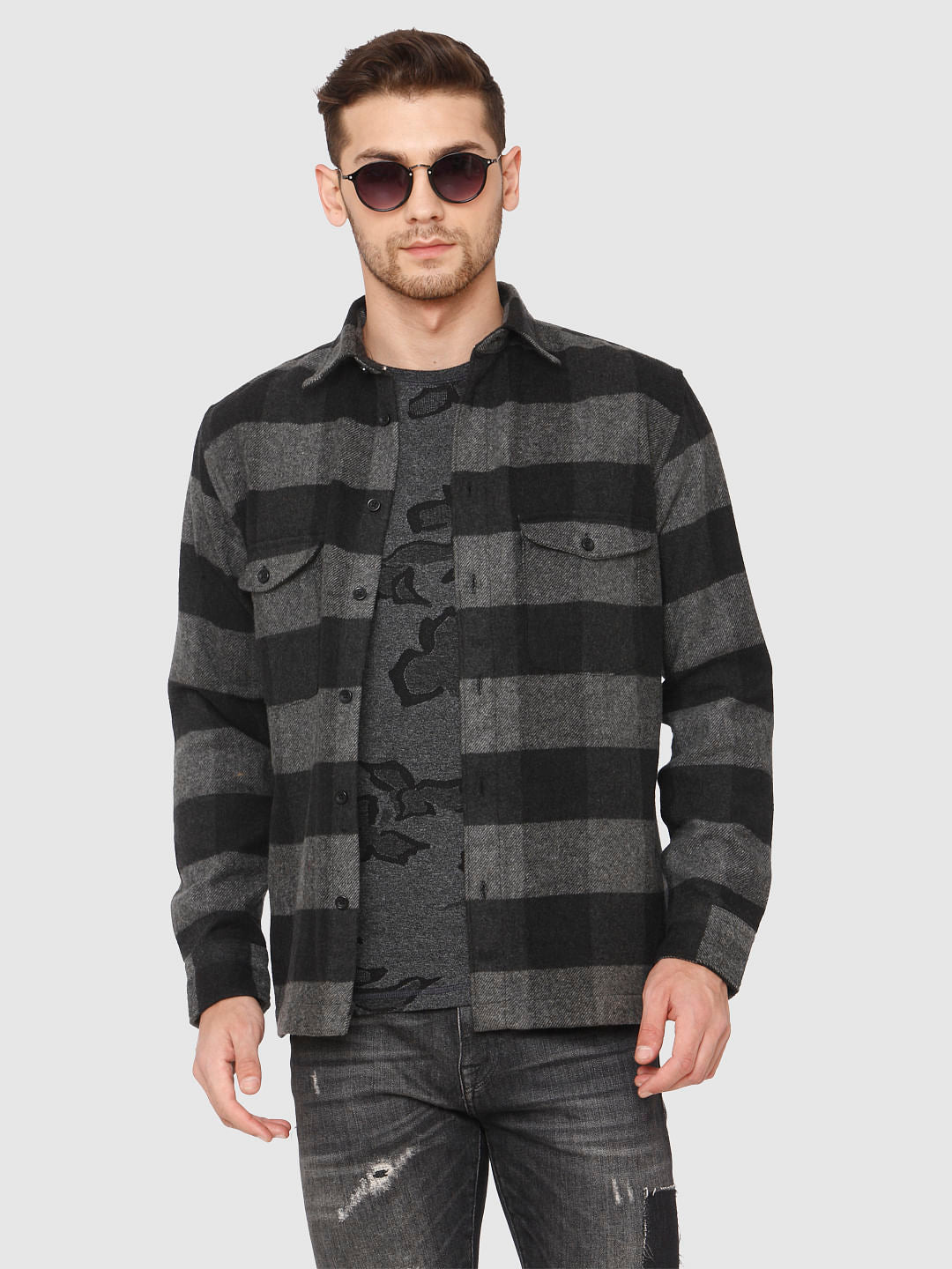 Black Check Full Sleeves Shirt