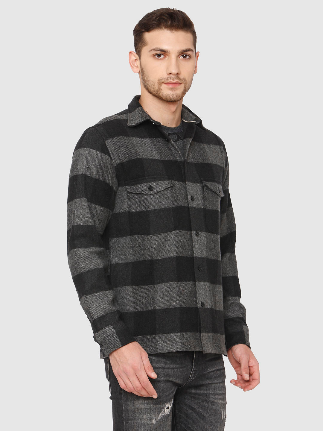 Black Check Full Sleeves Shirt