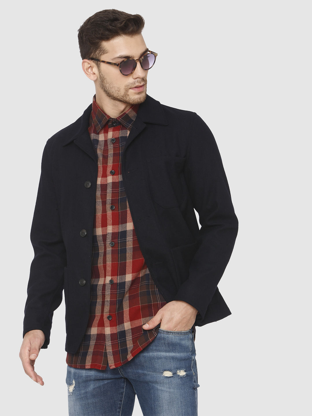 Brown Check Full Sleeves Shirt