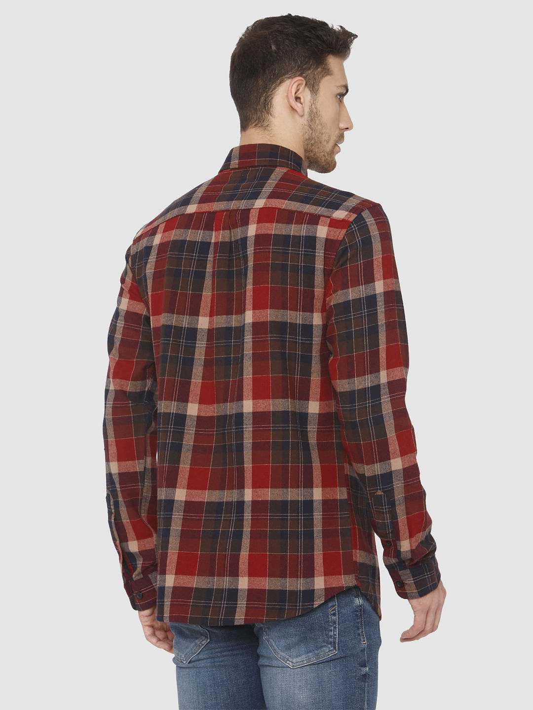 Brown Check Full Sleeves Shirt