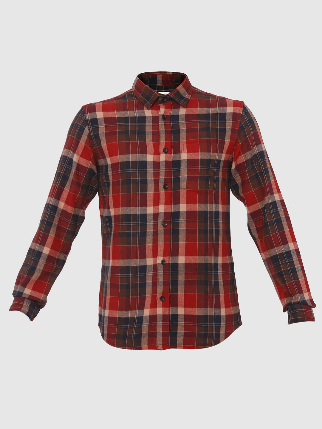 Brown Check Full Sleeves Shirt