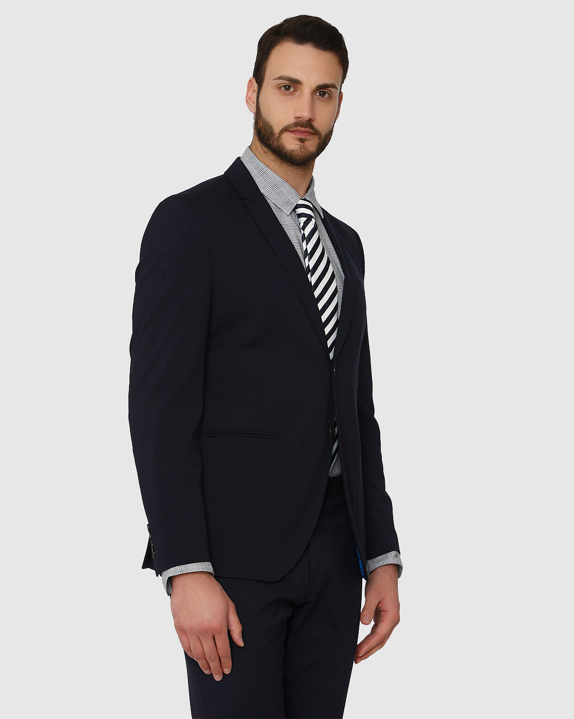 Blue Double Button Slim Fit Formal Blazer