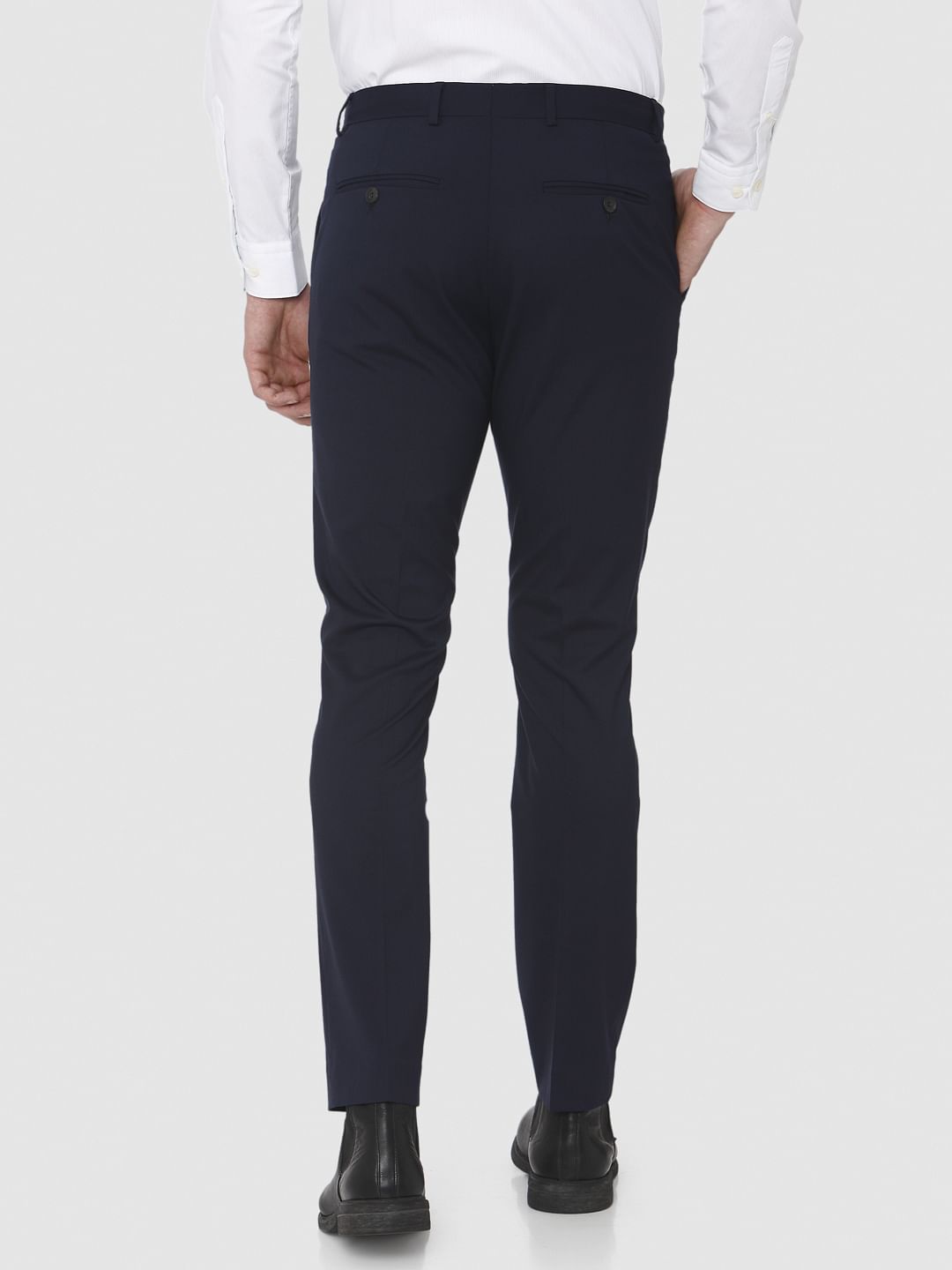 Navy Blue Slim Fit Formal Trousers
