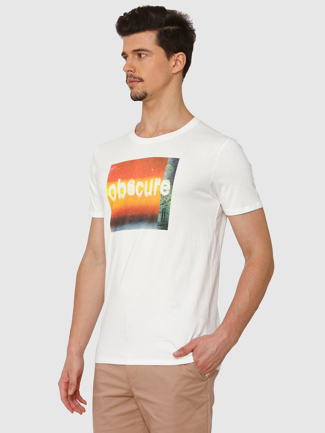 White Graphic Print Crew Neck T-Shirt