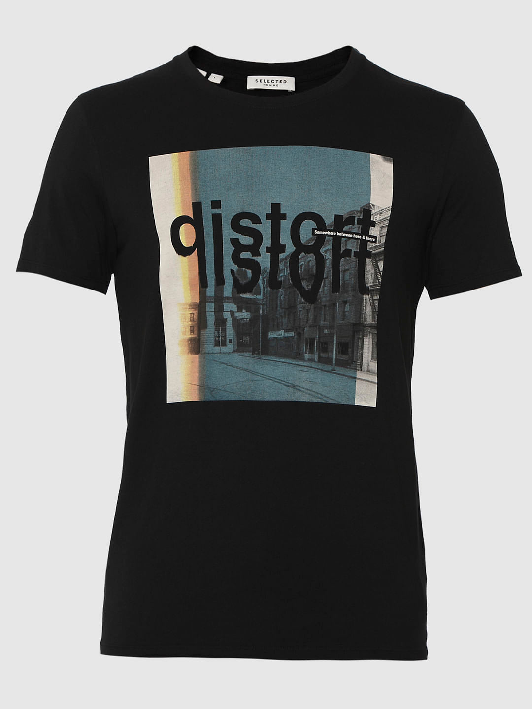 Black Graphic Print Crew Neck T-Shirt